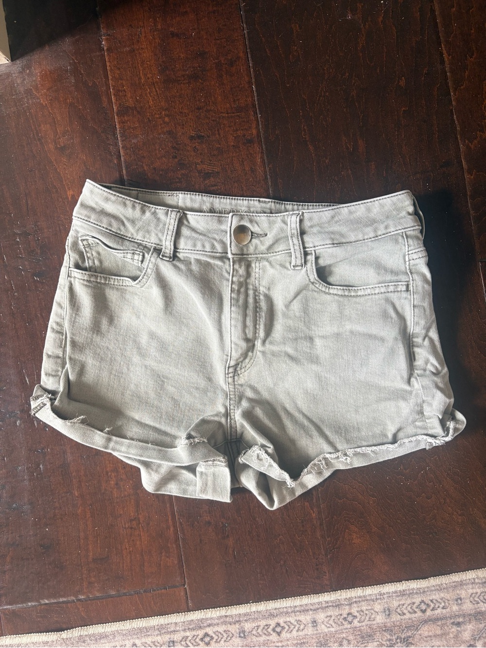 American Eagle Outfitters Light Gray Rolled Cuff Denim Shorts